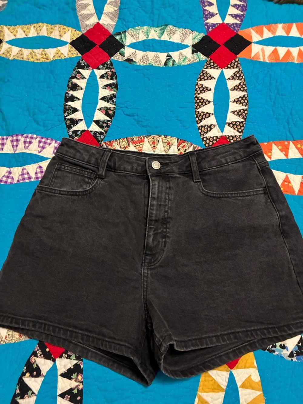 High-Rise Black Women’s Denim Shorts Frank and Oak Brand 30